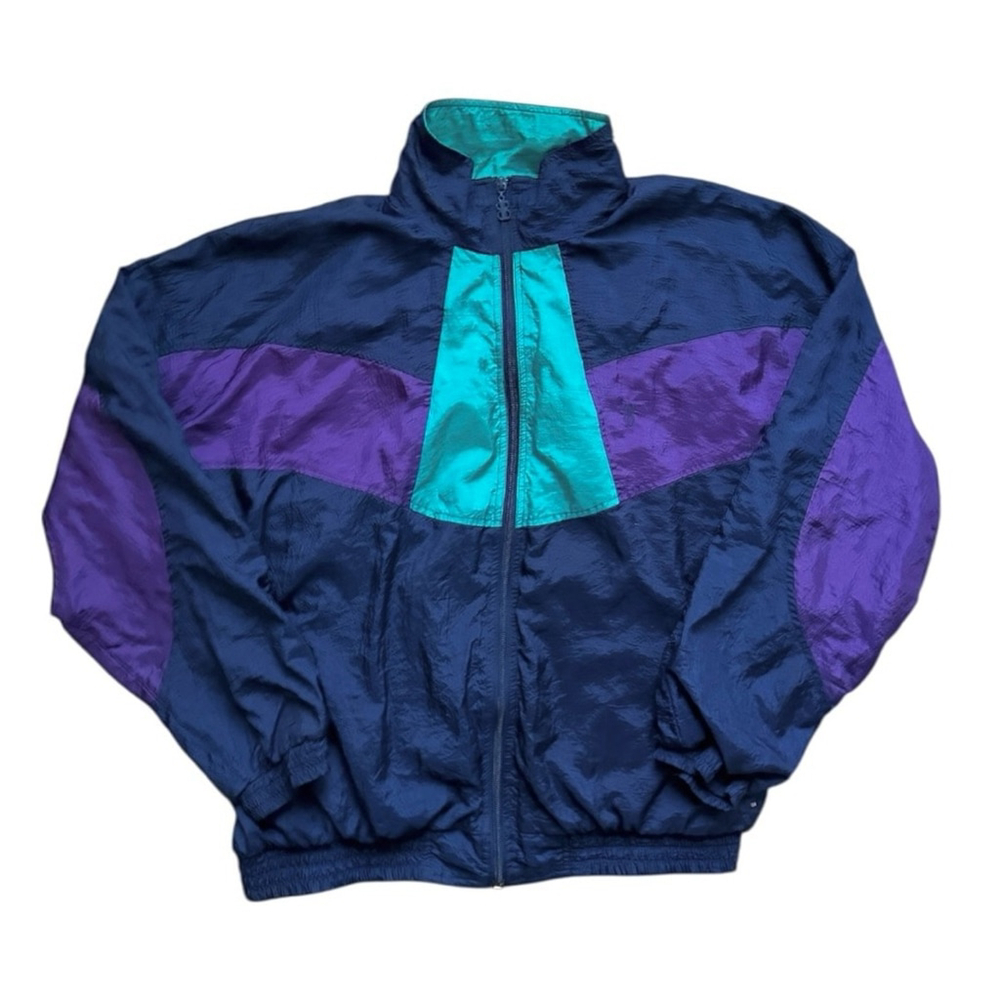 Vintage 90s Bill Blass Menswear Colorblock Zip Windbreaker Size Large